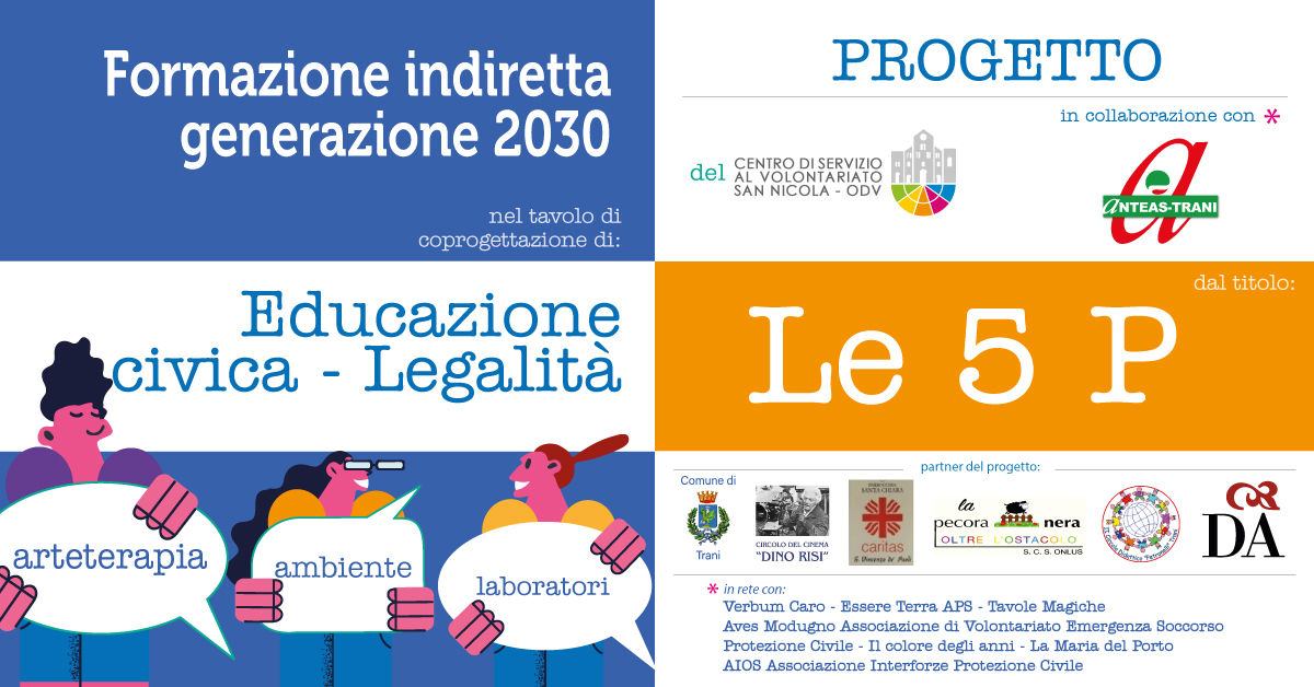 Banner Le 5 P Educazione civica CSVSN
