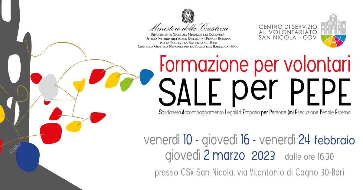 Banner UEPE Bari BAT CSVSN formazione volontari 2023