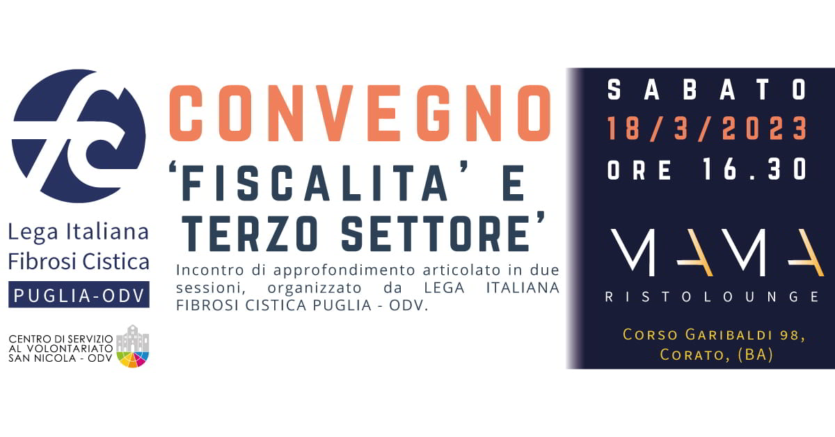 Banner Convegno Fiscalità e Terzo settore Corato