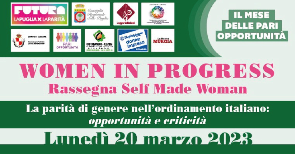 Banner Women in progress Leggeredizioni parità