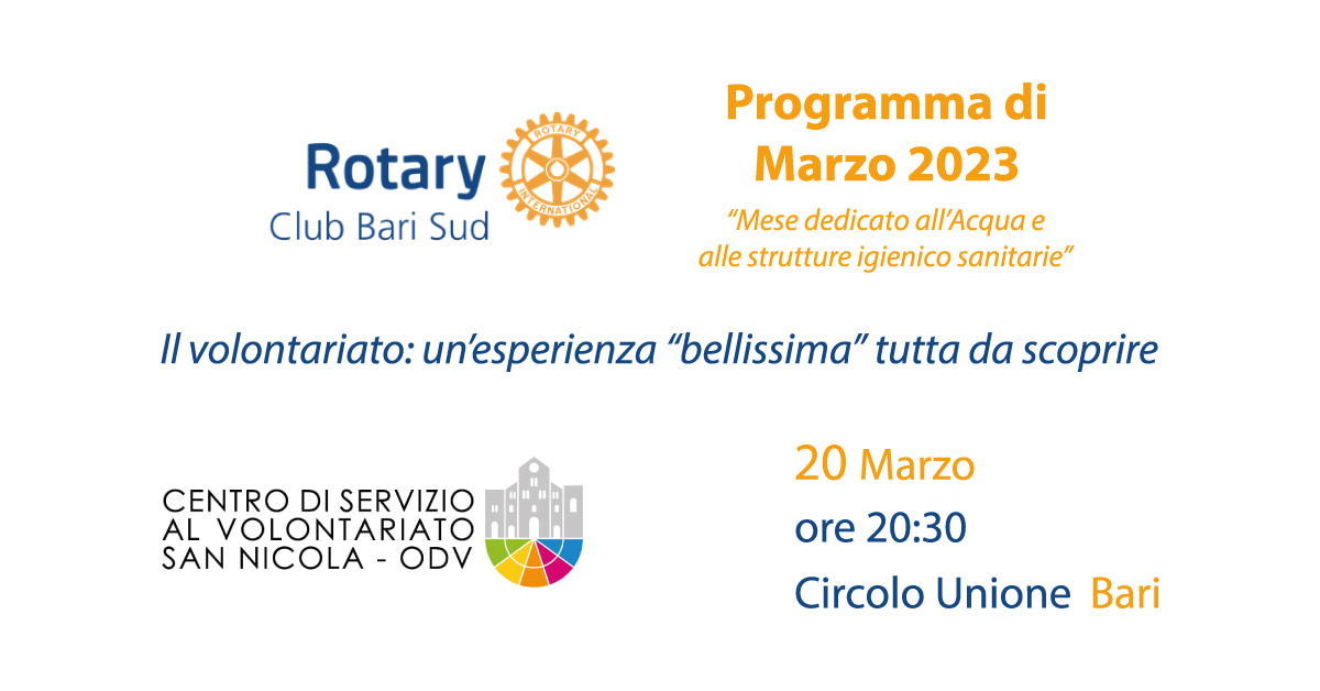 Banner volontariato esperienza bellissima Rotary Club Bari CSV San Nicola