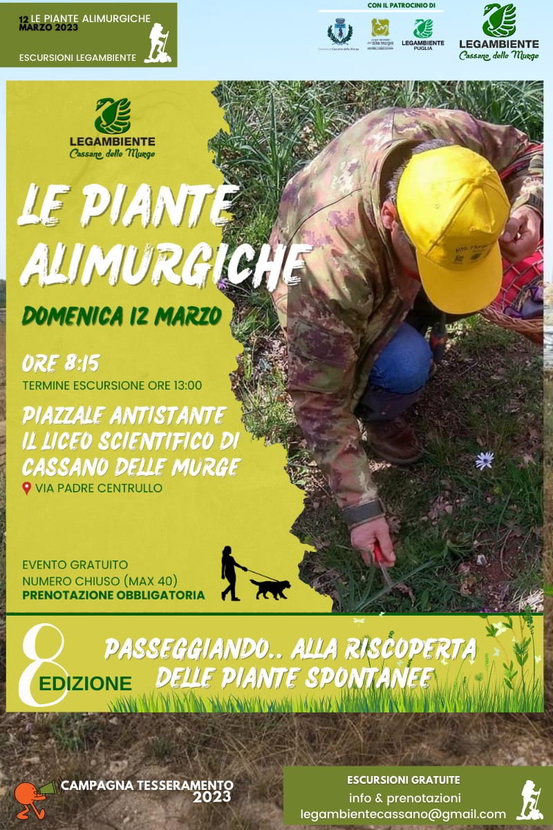 Escursione Le piante alimurgiche Circolo Legambiente Cassano delle Murge APS