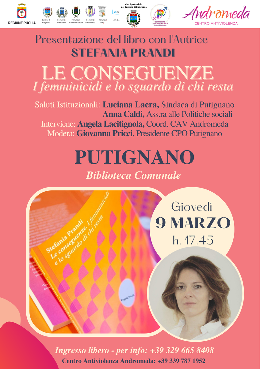 Locandina CAV Andromeda Putignano conseguenze femminicidi Stefania Prandi