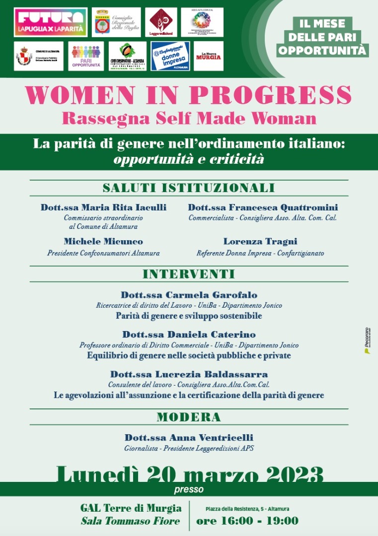Locandina LeggerEdizioni APS parità di genere ordinamento italiano