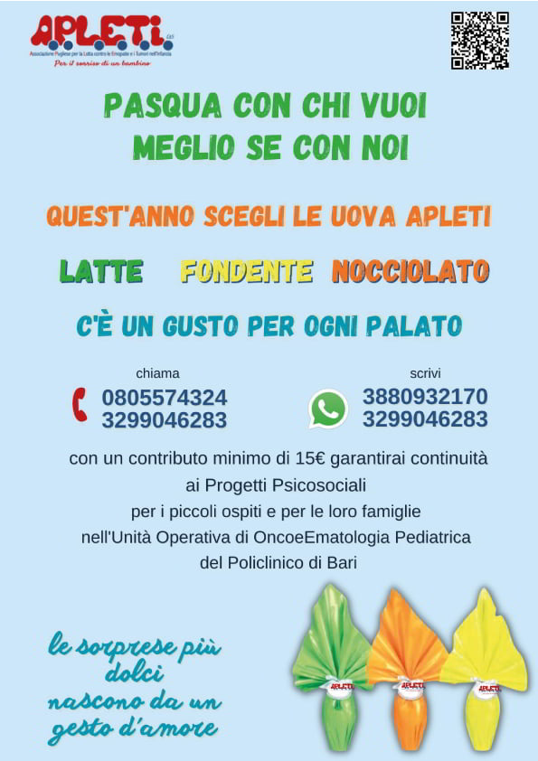 locandina APLETI raccolta fondi Pasqua 2023
