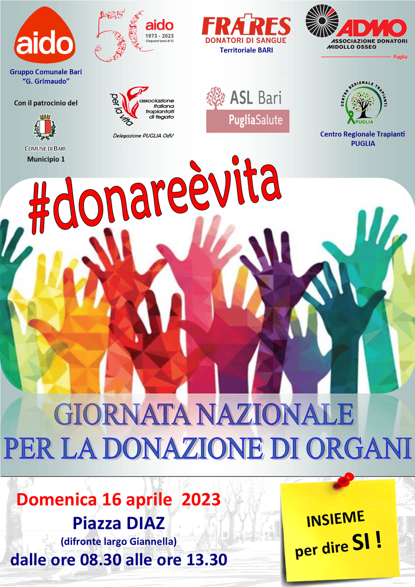 Aido Bari Giornata Nazionale Trapianti e Donazione Organi