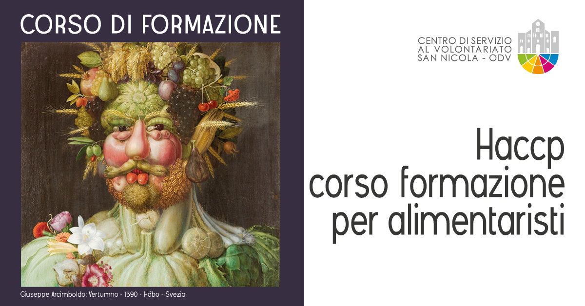 Lunedì 28 Ottobre 2024 dalle 15:00 alle 19:00, teniamo la seconda edizione del corso: «HACCP – corso di formazione per alimentaristi» con il docente Vincenzo Anelli, nella Sala formazione del Centro di Servizio al Volontariato San Nicola – OdV in via Vitantonio di Cagno 30 a Bari. Ai corsisti viene rilasciato l’attestato di frequenza, come da modello allegato al Regolamento Regionale n. 5/08 con validità di 4 anni, solo se hanno frequentato tutte le 4 ore di formazione.