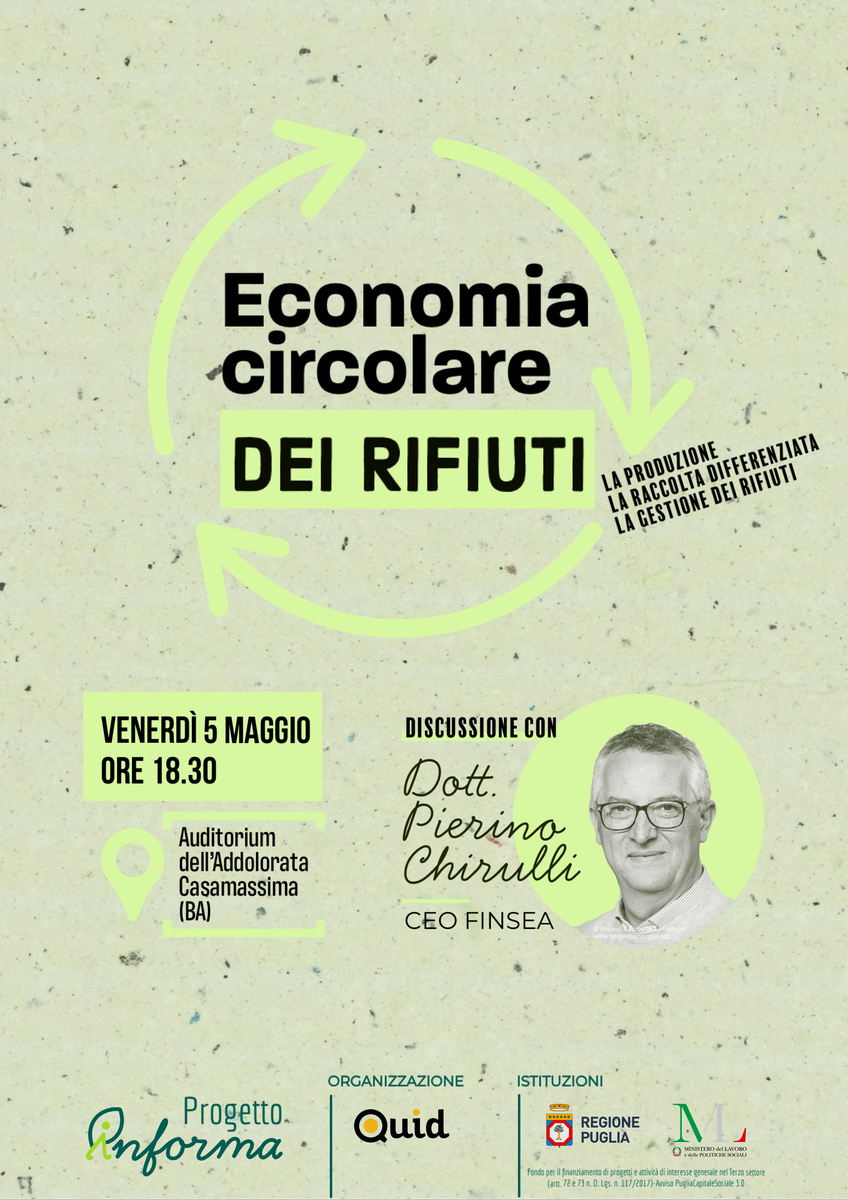 Quid APS Economia Circolare Rifiuti progetto Informa Puglia Capitale Sociale