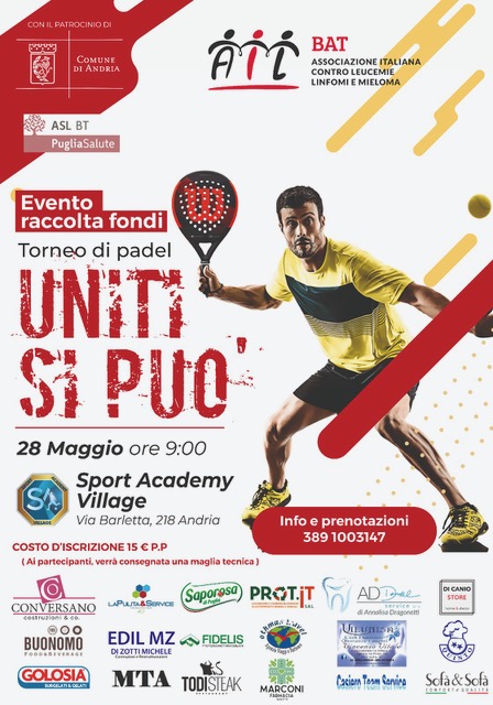 Locandina AIL BAT Sport salute e solidarietà padel