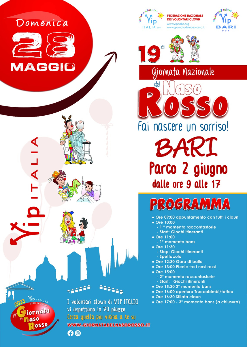 Locandina Giornata del Naso Rosso Vip Bari ODV 2023
