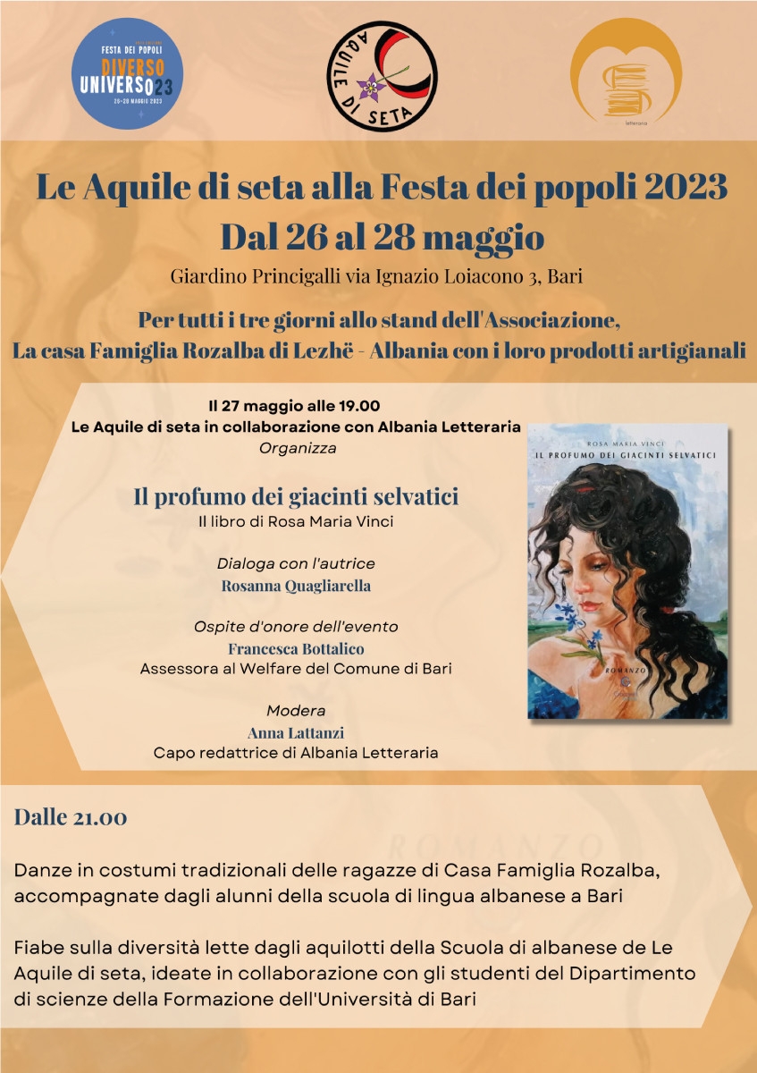 Locandina Le Aquile di seta serata Albania Festa dei popoli 2023 Bari