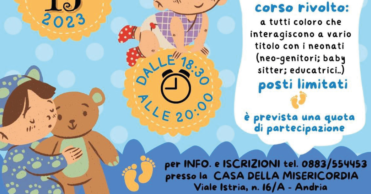 Banner corso di primo soccorso neonatale Misericordia Andria