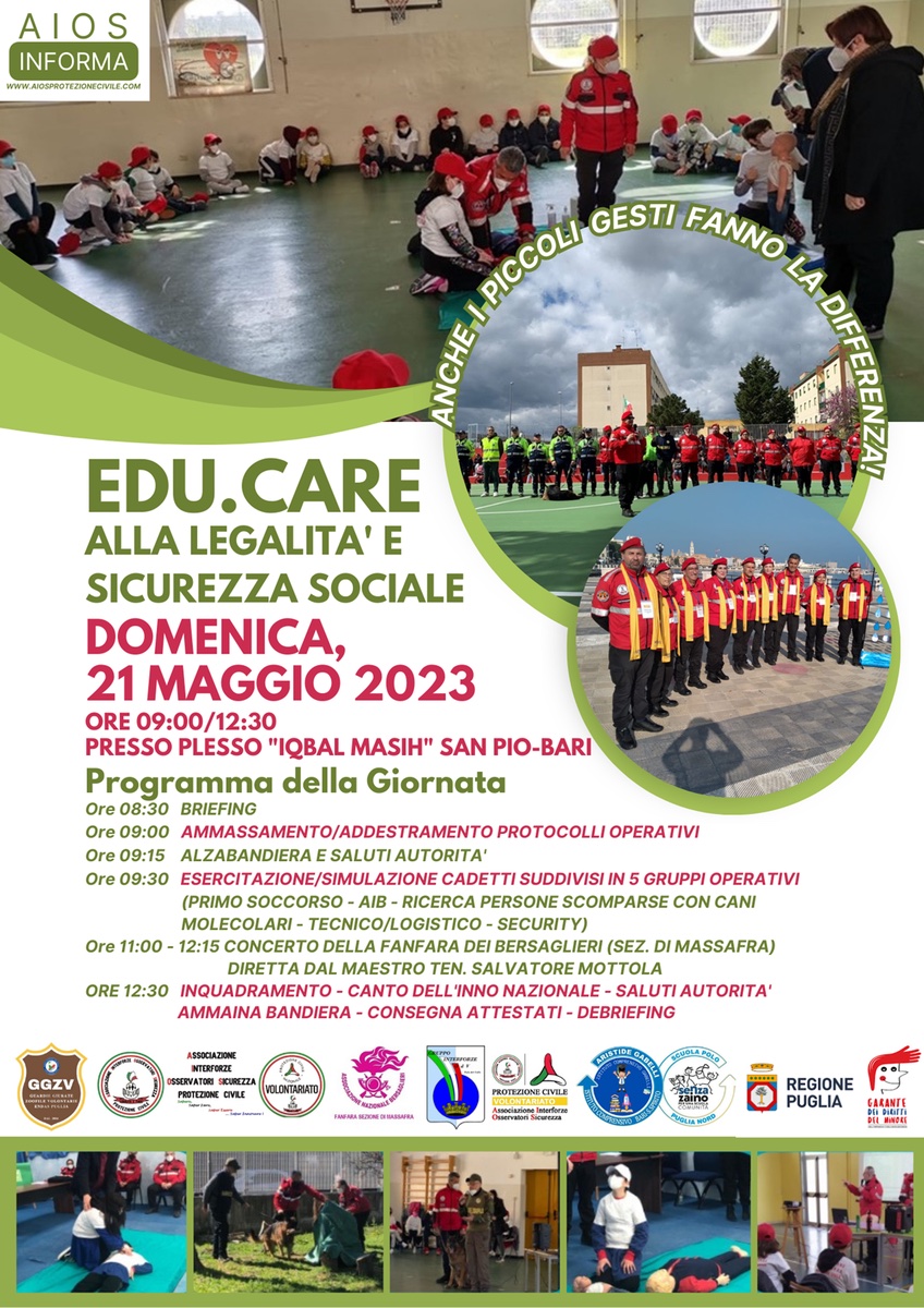Locandina Educare alla legalita AIOS Protezione Civile