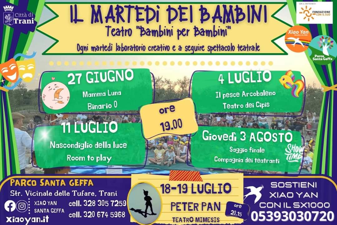 Parco Santa Geffa Trani Martedì dei bambini teatro laboratori