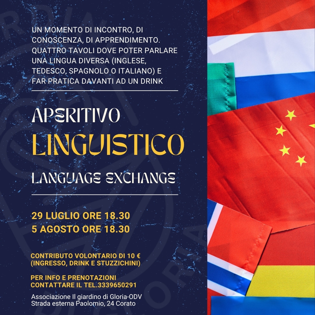 Banner Aperitivo linguistico Il Giardino di Gloria OdV Corato