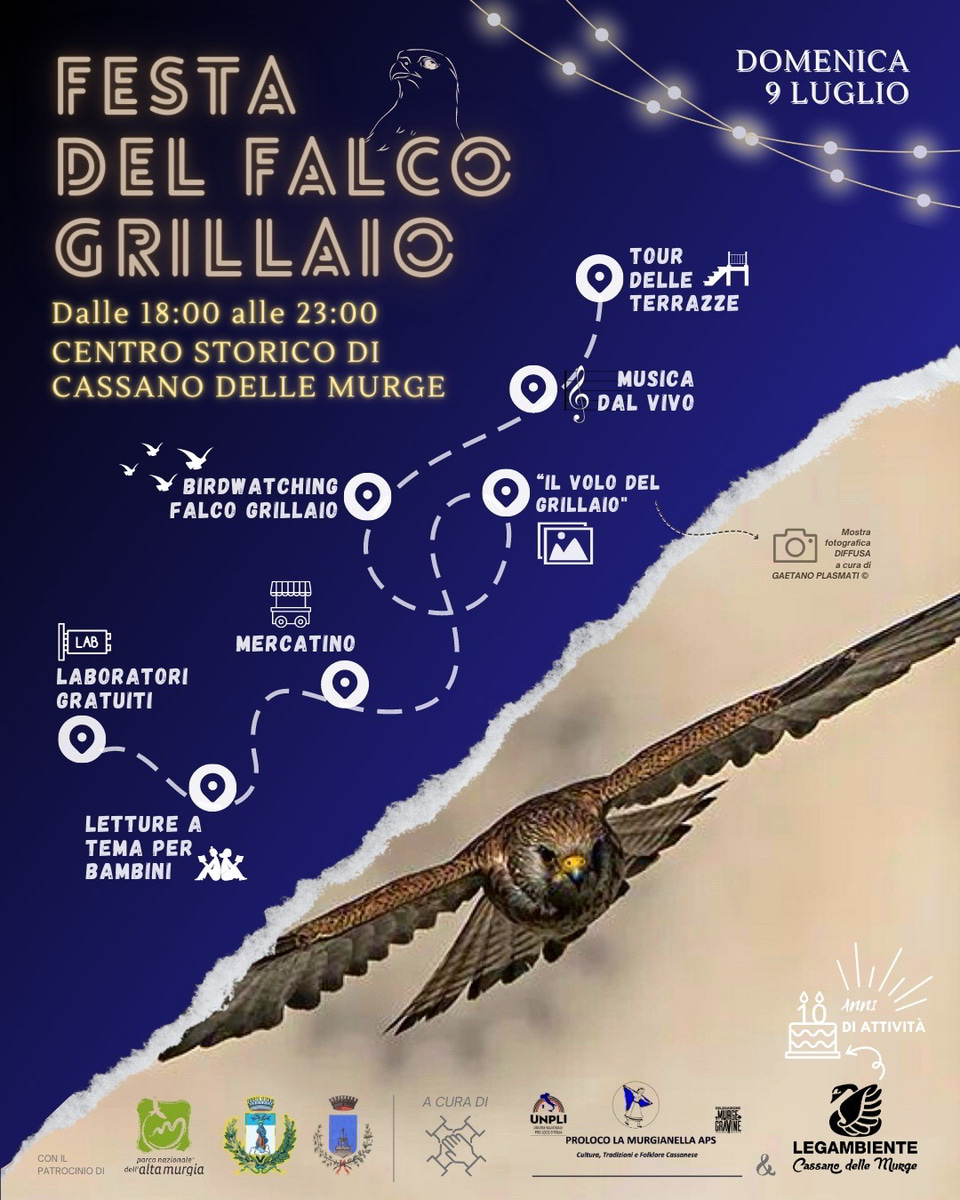Locandina Festa falco grillaio Legambiente Cassano delle Murge