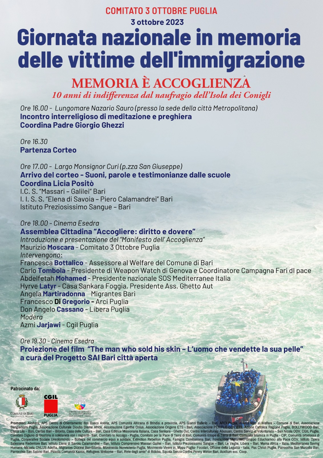 Locandina Memoria è accoglienza Comitato 3 Ottobre
