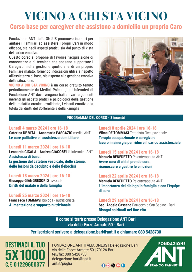 ANT Italia Corso gratuito caregiver 2024