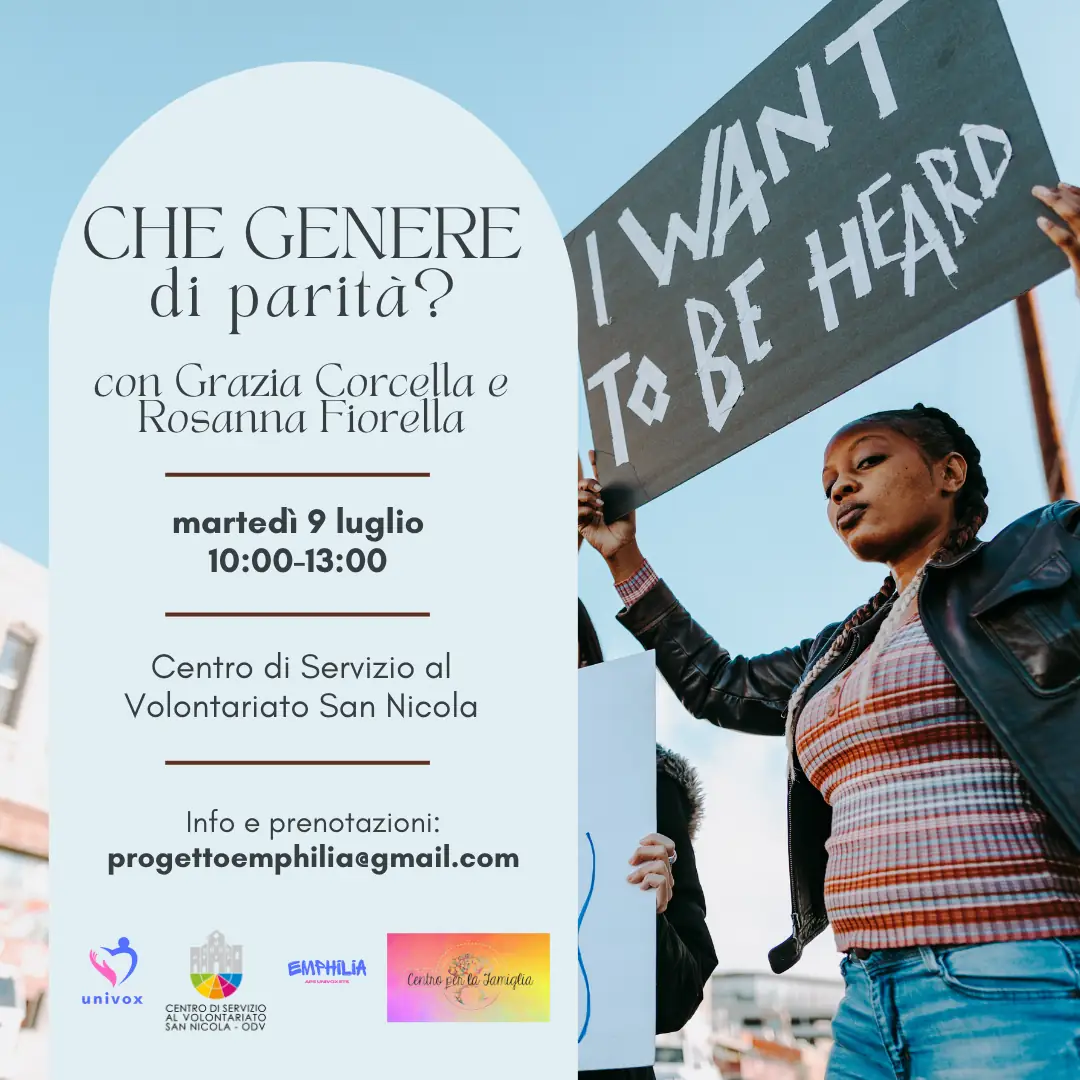 APS Univox ETS - laboratorio esperienziale “Che genere di parità?” con Grazia Corcella e Rosanna Fiorella, esperte nell’ambito dell’educazione di genere