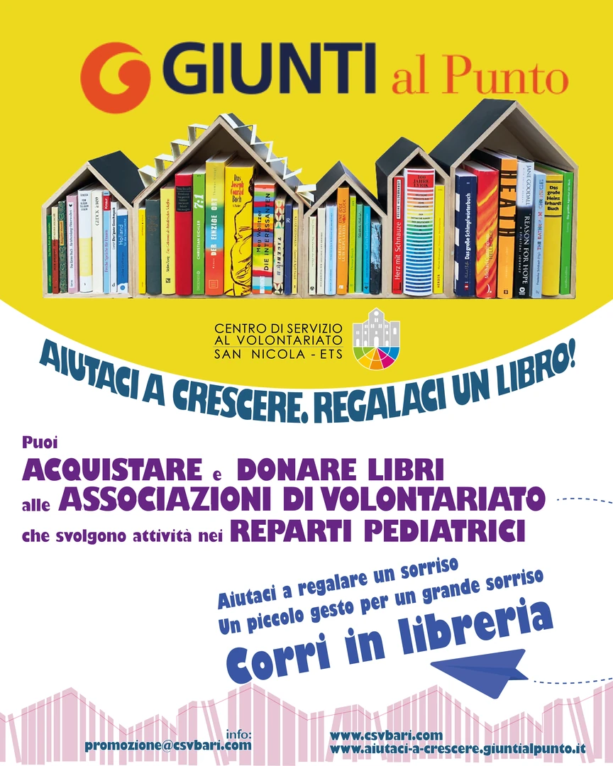 Dall'1 al 31 Agosto 2026, torna la campagna “Aiutaci a crescere. Regalaci un libro” che consente a cittadine e cittadini di acquistare e donare libri agli Enti del Terzo Settore che svolgono attività a favore di bambine e bambini.