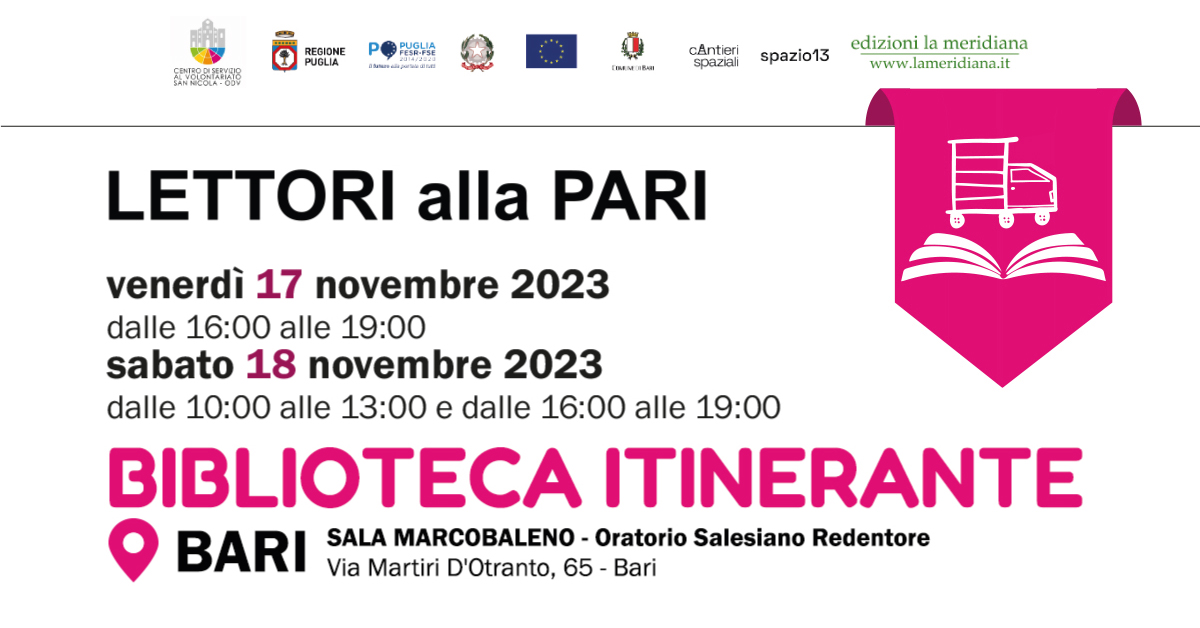 Banner corso Biblioteca itinerante di Lettori alla pari Cantieri spaziali CSVSN