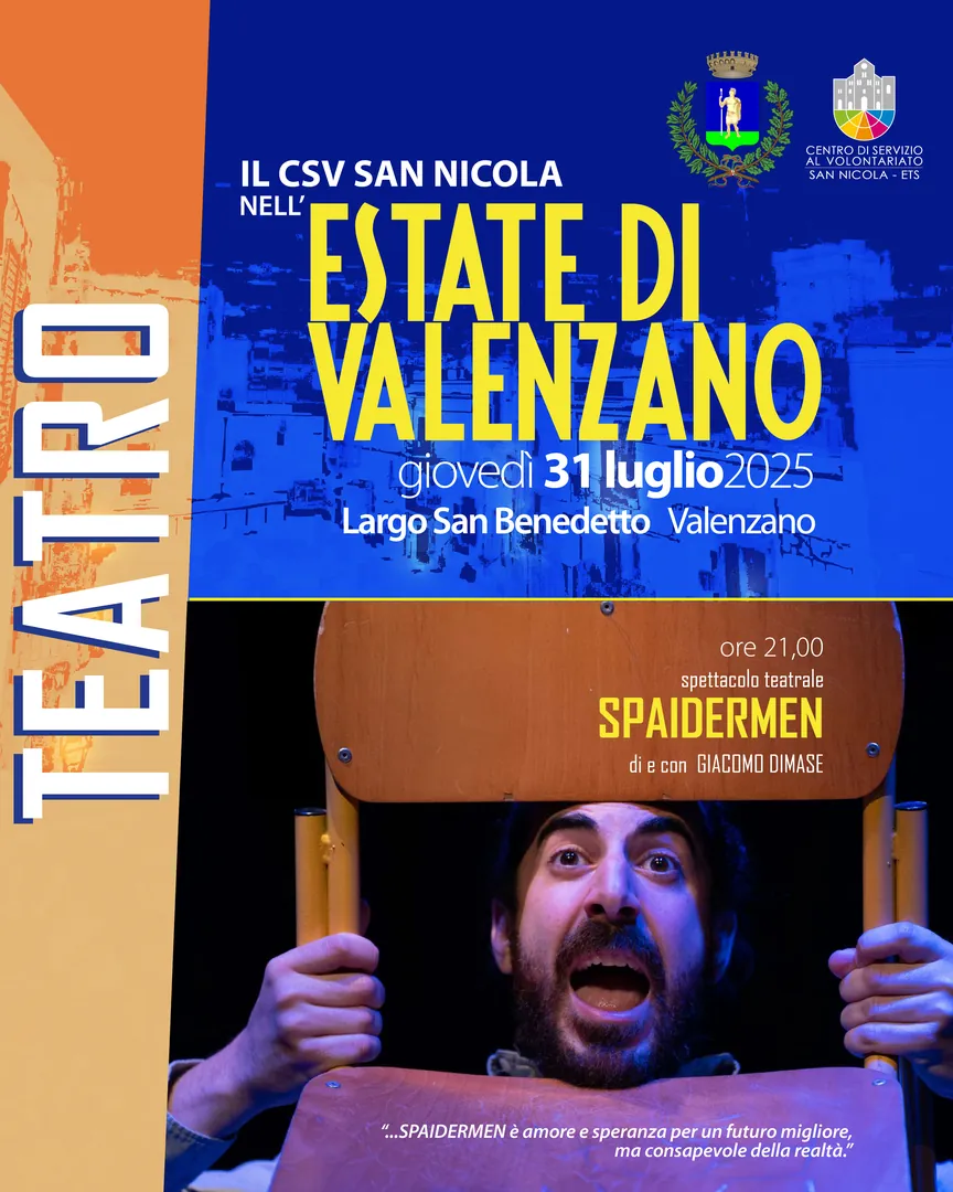 Il Centro di Servizio al Volontariato San Nicola ETS partecipa al cartellone estivo promosso dal Comune di Valenzano con un ciclo di appuntamenti gratuiti dedicati alla cittadinanza. Una rassegna che nasce con l’intento di creare occasioni di incontro, riflessione e divertimento attraverso linguaggi diversi: cinema, illustrazione, teatro e musica si intrecciano in serate e pomeriggi aperti a tutte e tutti.