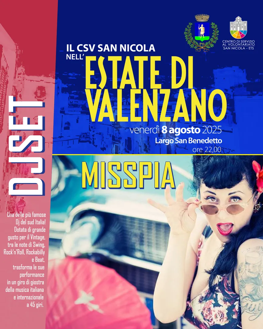 Il Centro di Servizio al Volontariato San Nicola ETS partecipa al cartellone estivo promosso dal Comune di Valenzano con un ciclo di appuntamenti gratuiti dedicati alla cittadinanza. Una rassegna che nasce con l’intento di creare occasioni di incontro, riflessione e divertimento attraverso linguaggi diversi: cinema, illustrazione, teatro e musica si intrecciano in serate e pomeriggi aperti a tutte e tutti.