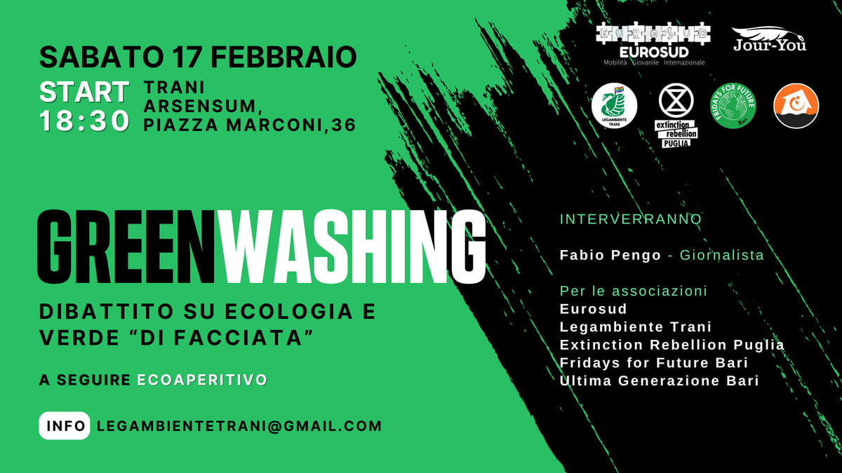 Greenwashing dibattito ecologia verde Legambiente Trani