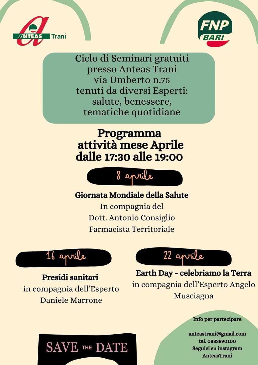 Incontri Aprile 2024 Anteas Trani