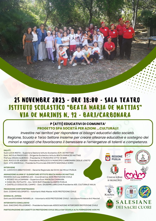 Locandina AIOS Patti educativi comunità Società Azioni Culturali