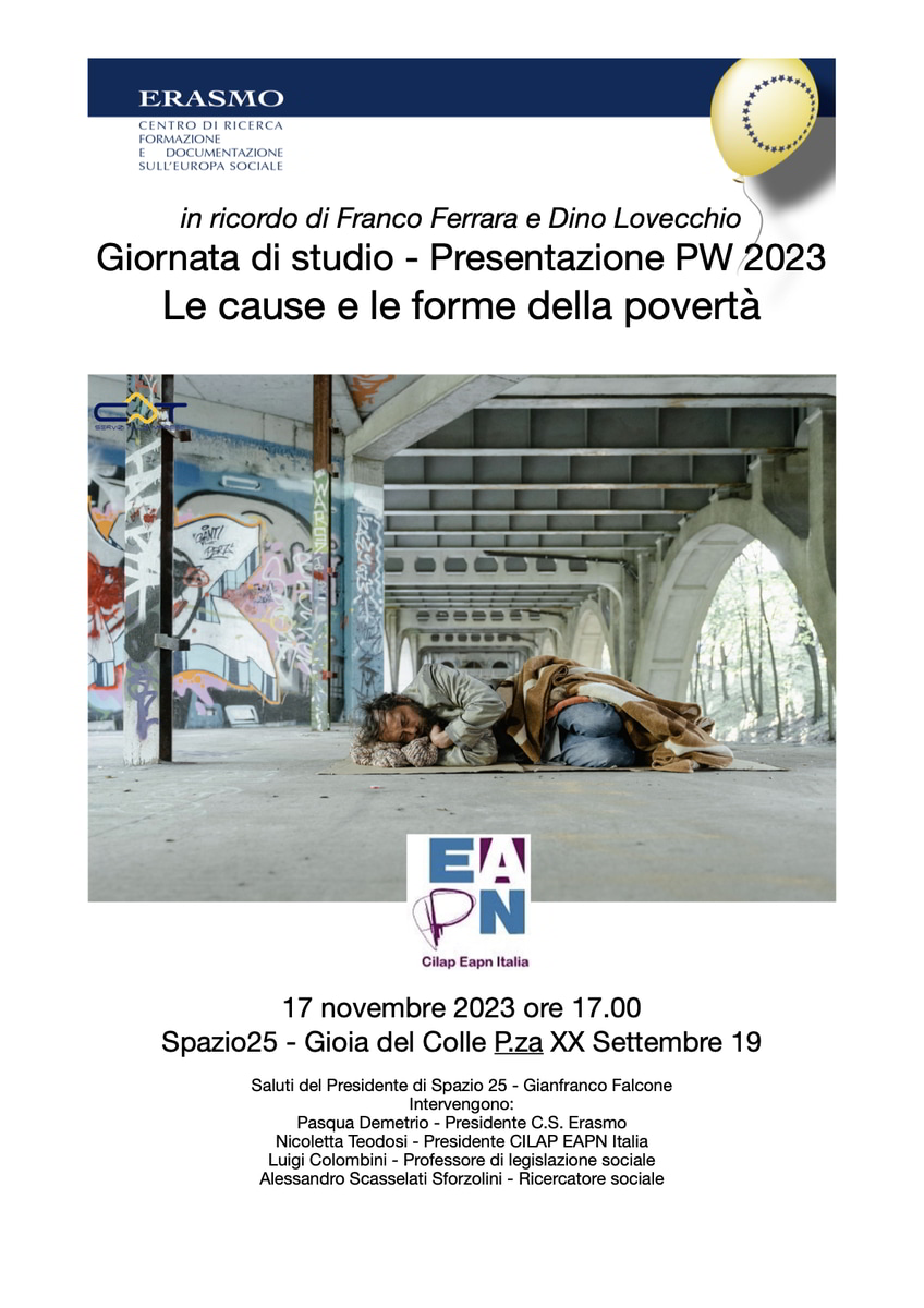 Locandina Centro Studi ErasmoPoverty Watch 2023 Gioia del Colle