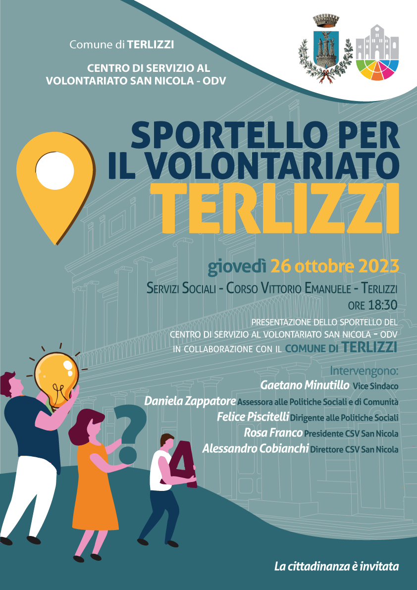 Locandina inaugurazione Sportello Volontariato Terlizzi CSV San Nicola