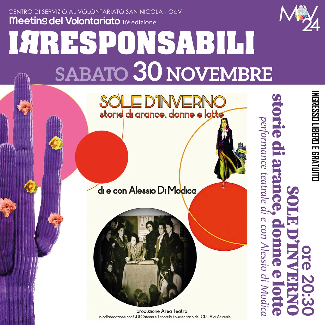 Sole d’inverno. Storie di arance, donne e lotte performance teatrale di e con Alessio di Modica