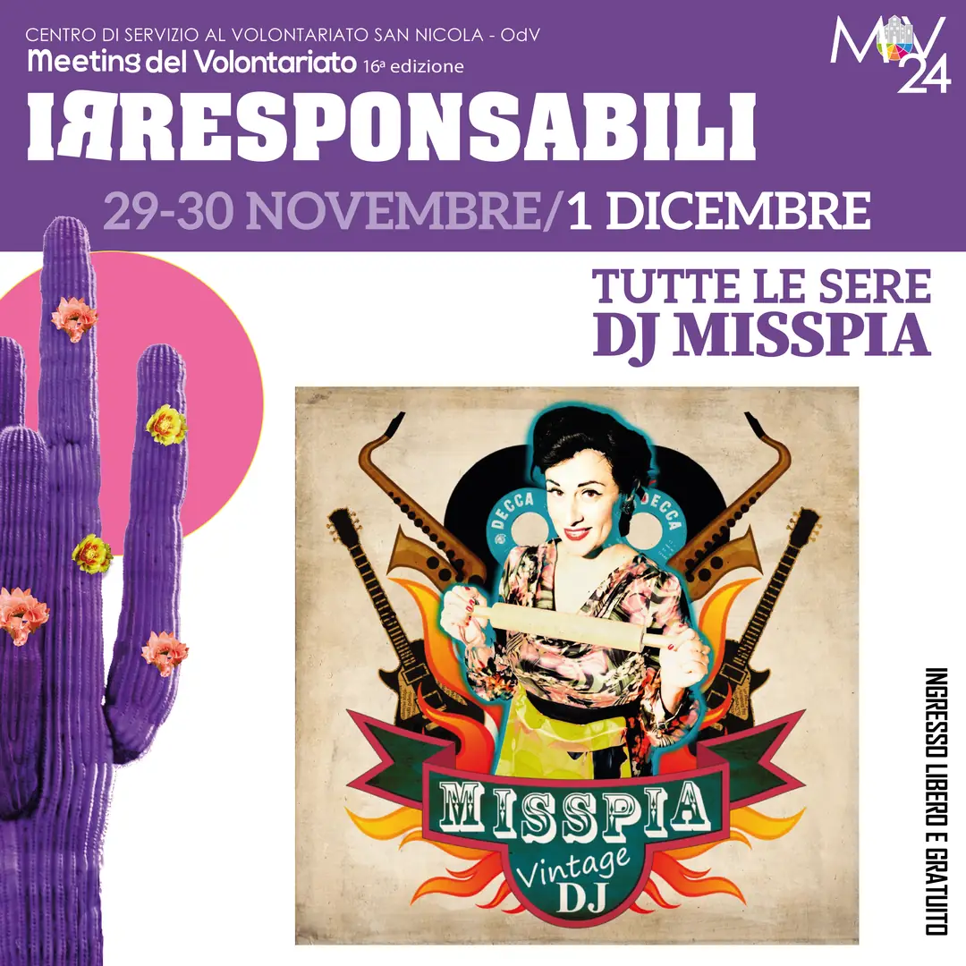 Misspia Dj set tutte le sere da: venerdì 29 Novembre 2024 a: domenica 1 Dicembre 2024 Piazza del Ferrarese Bari