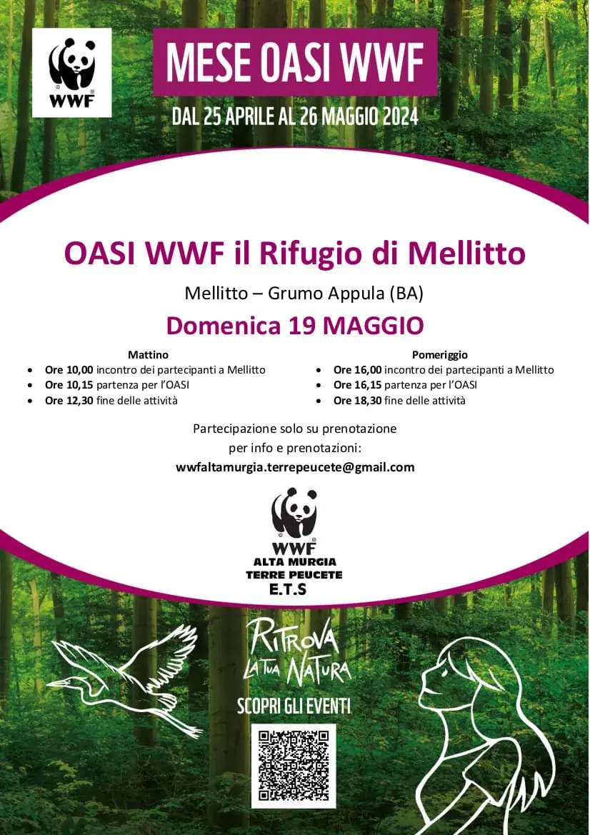 Passeggiata Oasi WWF il Rifugio Mellitto Grumo Appula