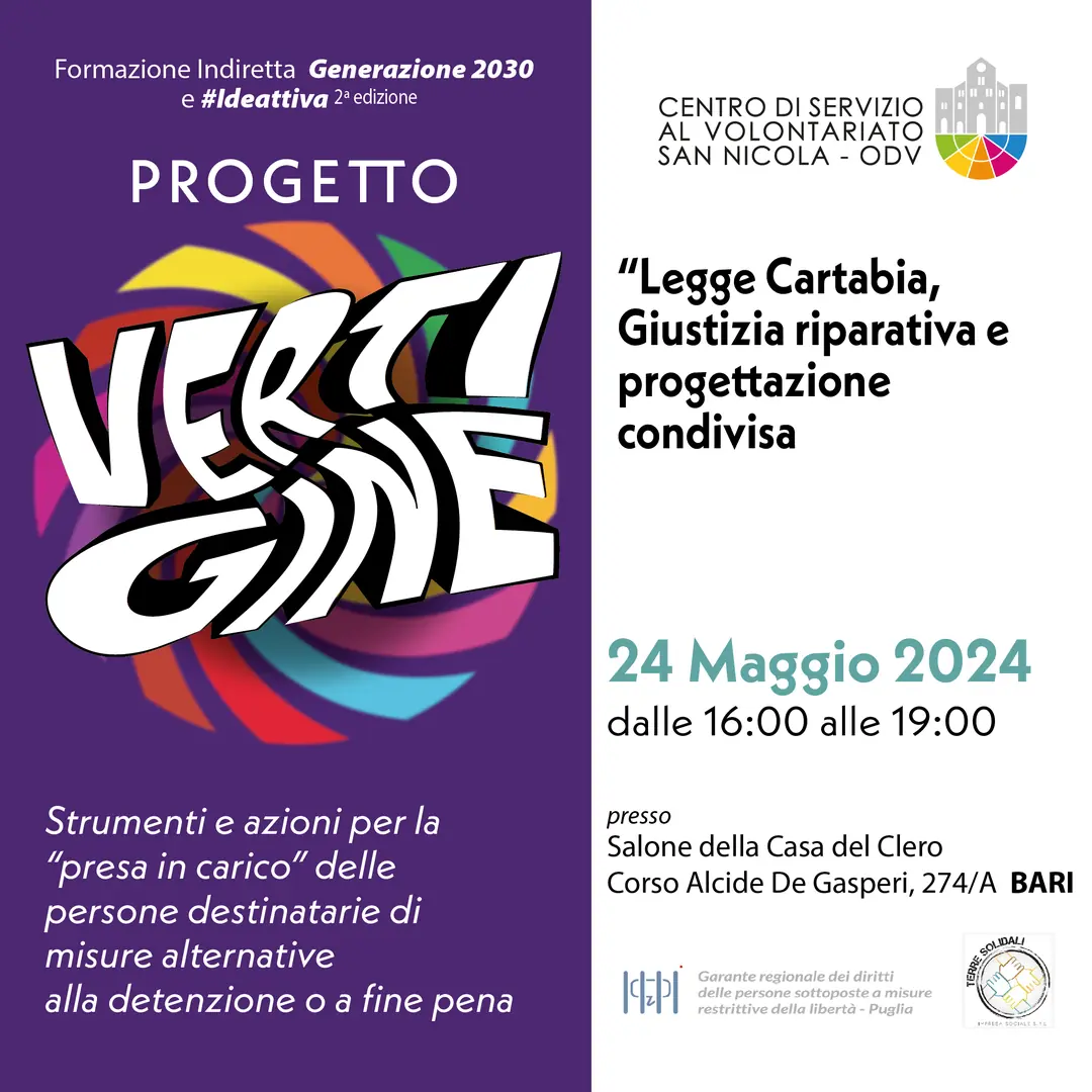 Progetto Vertigine CSVSN Legge Cartabia Giustizia riparativa progettazione condivisa