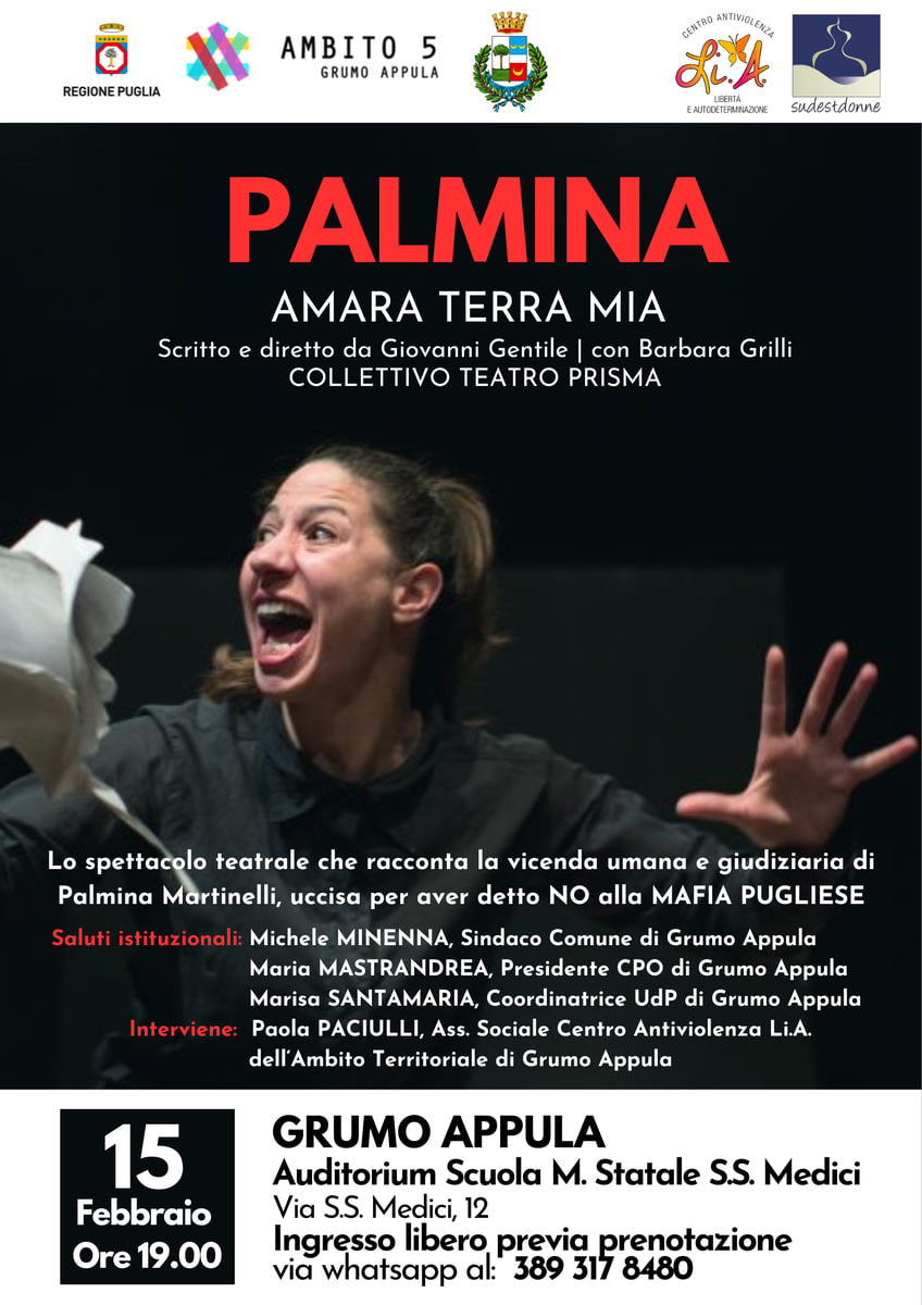 Spettacolo teatrale PALMINA Amara terra mia Grumo Appula