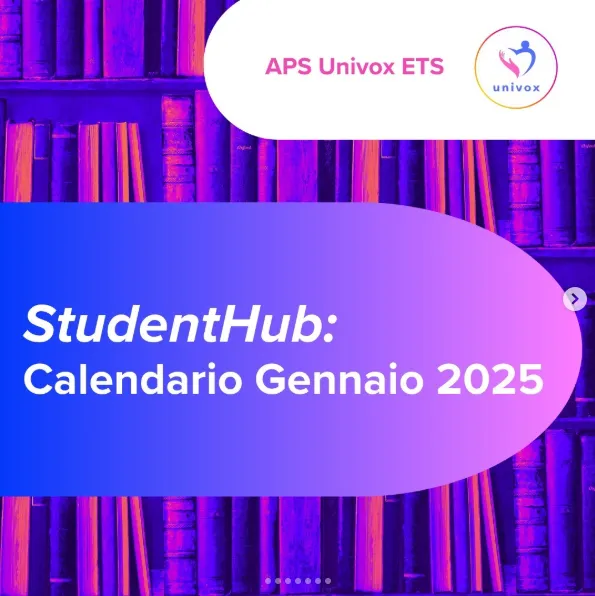 Per tutto il mese di Gennaio 2025, l'Associazione di Promozione Sociale Univox ETS propone laboratori socio-educativi e ludico-ricreativi a adolescenti e giovani adulti sia in presenza nella città di Bari sia in modalità telematica.