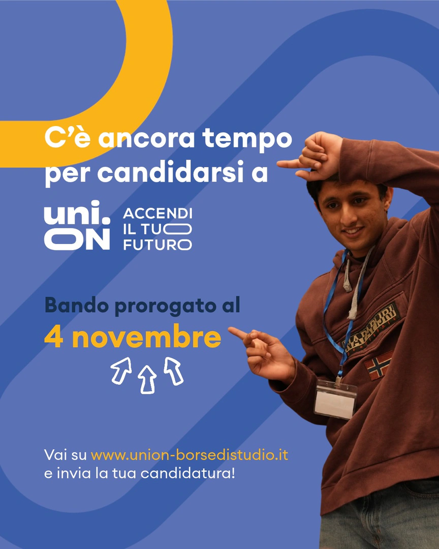 Entro mercoledì 4 Novembre 2026, studentesse e studenti iscritti al quinto anno delle scuole superiori statali della Puglia, con ISEE 2026 non superiore a 26.000 euro e una media scolastica di almeno 6,5/10 al termine del terzo e del quarto anno, possono candidarsi ,al seguente link union-borsedistudio.it, al un percorso gratuito che unisce orientamento, formazione e sostegno economico