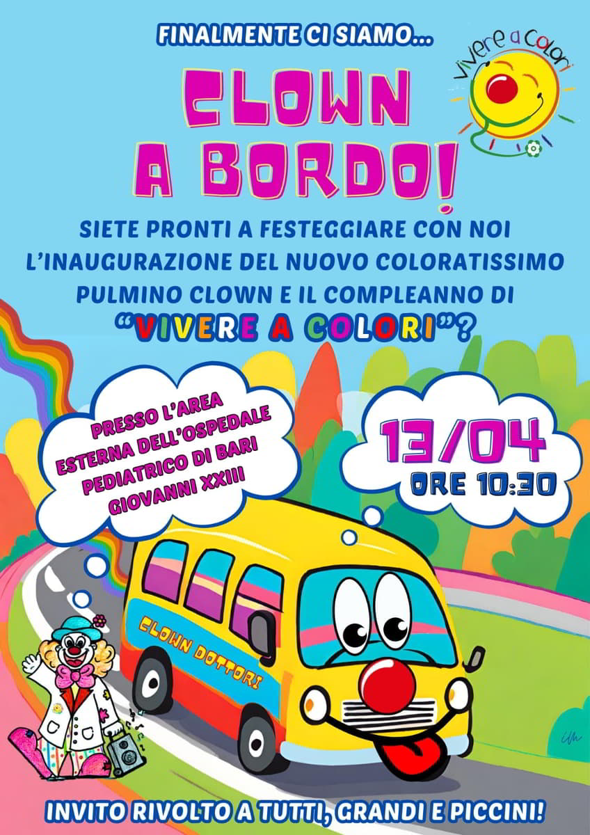 Vivere a Colori – OdV ottavo anniversario nuovo pulmino Clown a bordo