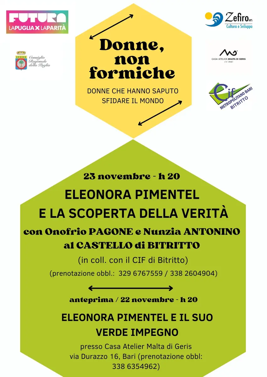 Zefiro APS prosegue il progetto “Donne, non formiche” con due eventi dedicati a Eleonora de Fonseca Pimentel, la Lenòr che nel 1799, durante i moti rivoluzionari di Napoli, fu condannata a morte per aver sobillato la popolazione alla ricerca della libertà e della giustizia, guidando, prima donna nella storia, il giornale locale «Il Monitore».