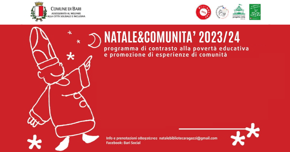 banner Natale & Comunità 2023 Assessorato Welfare Bari 2023 rosso
