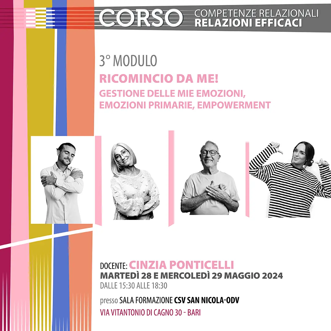 corso CSVSN Ricomincio da me emozioni empowerment