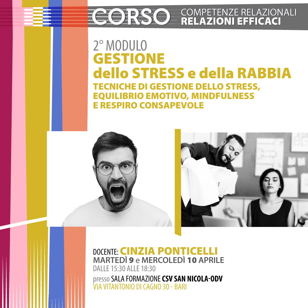 corso Gestione stress rabbia Tecniche gestione stress mindfulness