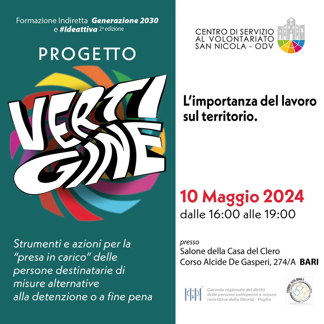importanza lavoro territorio Progetto Vertigine misure alternative detenzione CSVSN