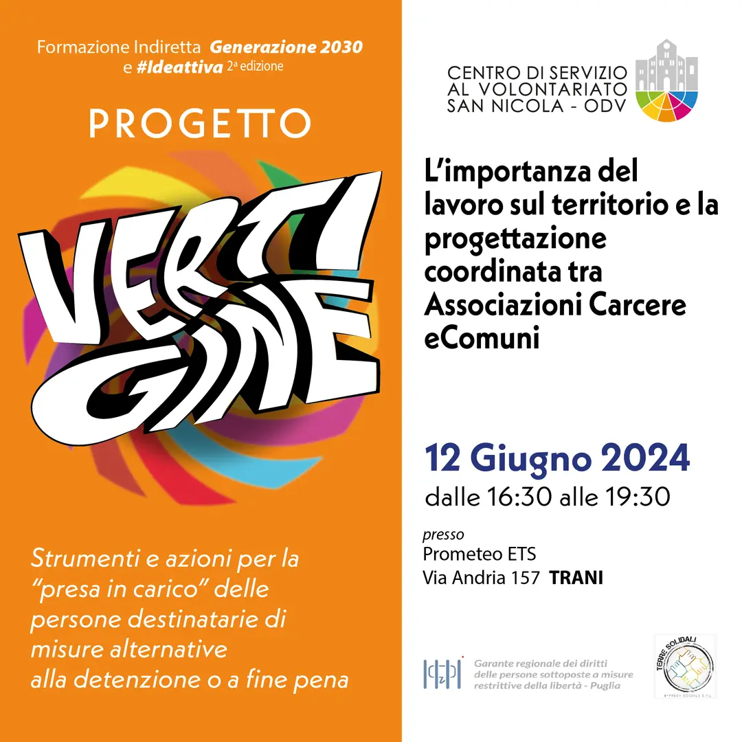 importanza lavoro territorio coordinamento Progetto Vertigine misure alternative detenzione CSVSN